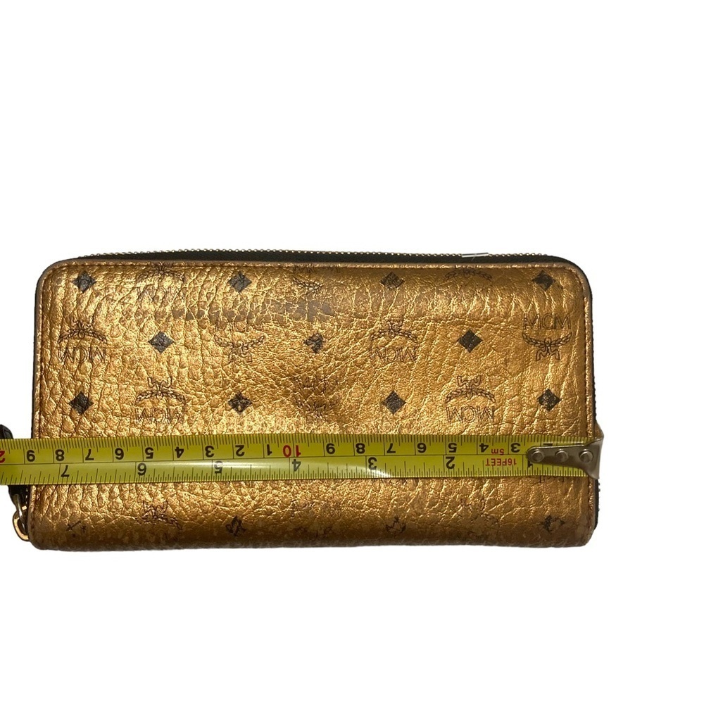 Mcm gold or copper leather zipper clutch wallet - Picture 3 of 11